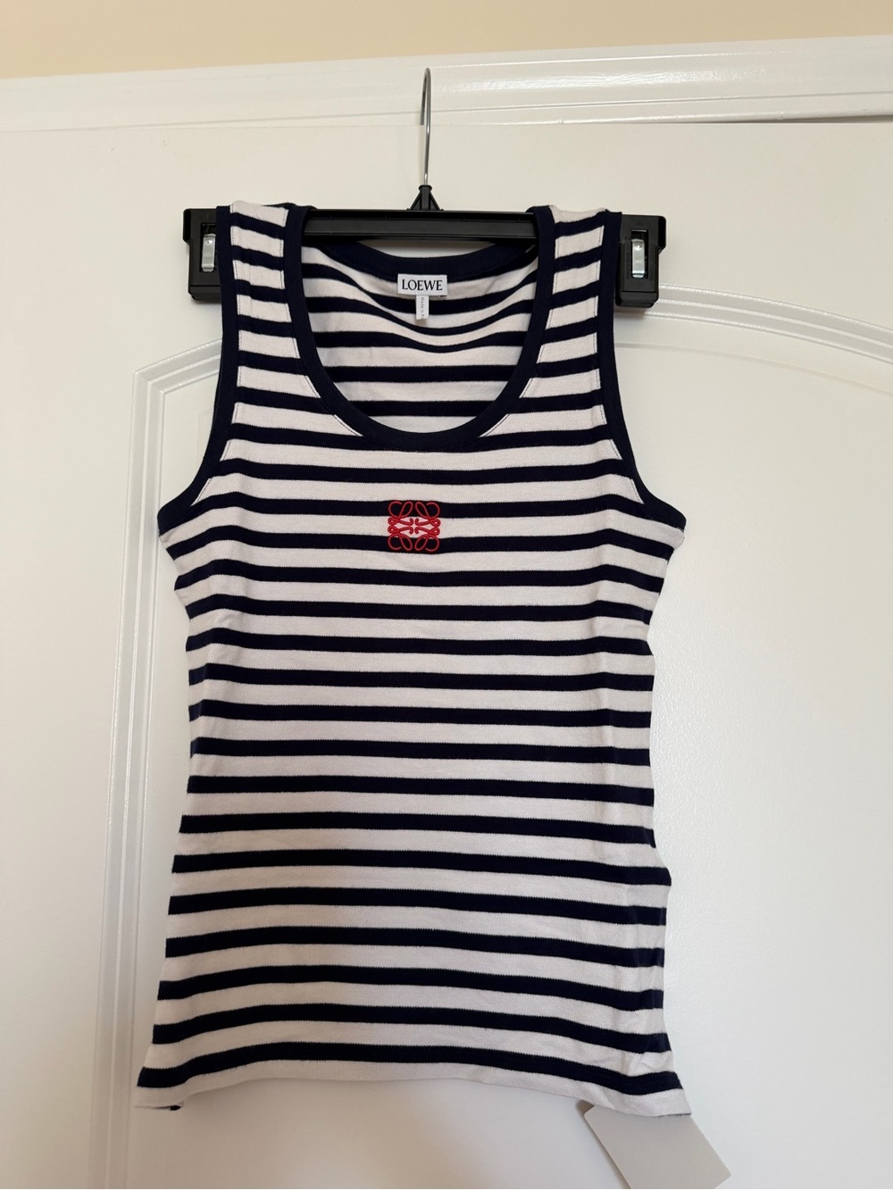 Loewe Navy and White Striped Tank with Red Logo